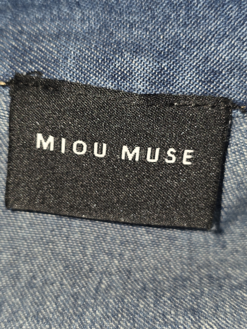 NWOT Miou Muse Classic Blue Denim Jean Jumpsuit With Snap Close Size Large - Picture 10 of 13